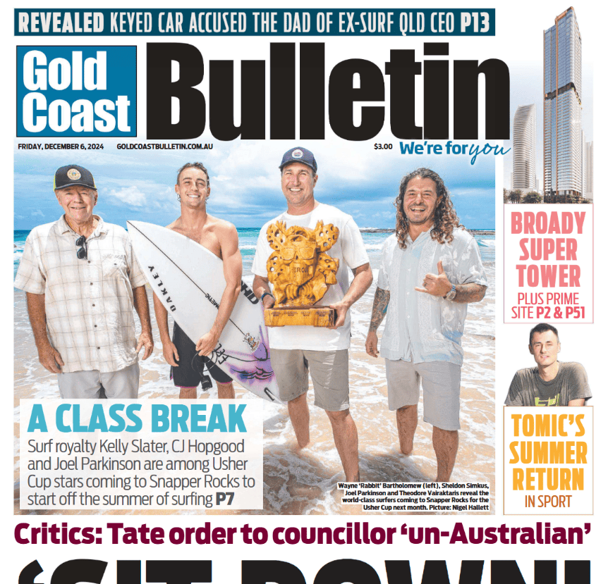 Newspaper Digital Frontpage - Gold Coast Bulletin.